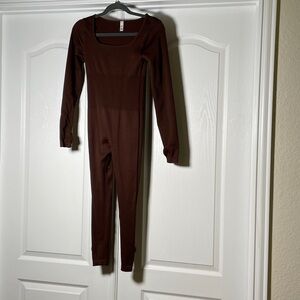Brown Long Sleeve Jumpsuit